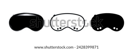 Vision Pro mixed reality headset. virtual reality goggles icon set. Futuristic technology VR goggles device, 360 VR modern helmet vector illustration Flat isolated on white background.