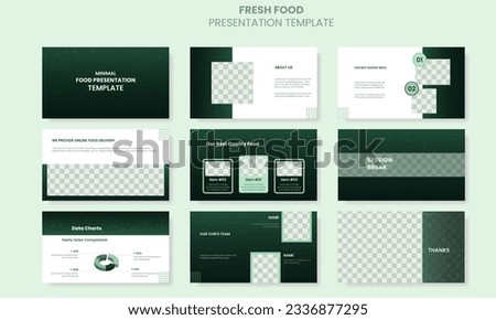 Vector elegant fresh food presentation slide template design set