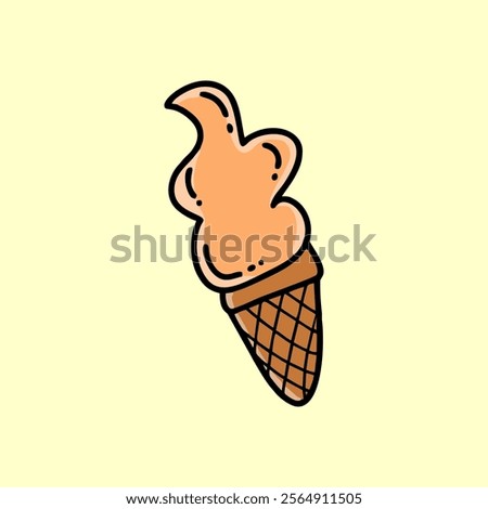 Hand Drawn Cone Chocolate Ice Cream