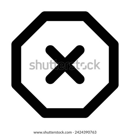 octagon sign attention crossing x stop traffic warning caution isolated symbol logo hazard danger badge road mark vector flat design for website mobile isolated white Background