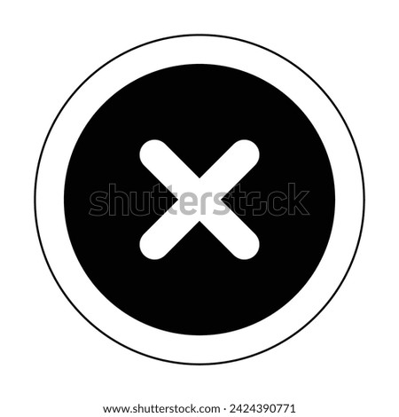 attention black outline circle sign crossing x stop traffic warning caution isolated symbol logo hazard danger badge road mark vector flat design for website mobile isolated white Background