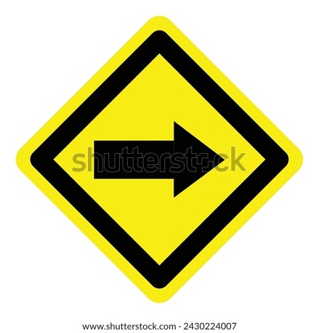 yellow right arrow road traffic warning caution sign direction icon. exclamation, hazard sign symbol logo design for web mobile isolated white background illustration