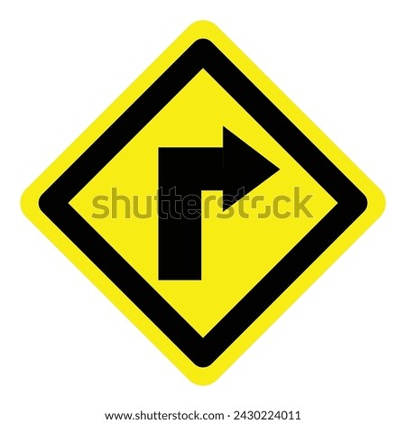 yellow turn right arrow road traffic sign direction icon. exclamation, hazard sign symbol logo design for web mobile isolated white background illustration