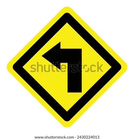 yellow turn left arrow road traffic warning caution sign direction icon. exclamation, hazard sign symbol logo design for web mobile isolated white background illustration