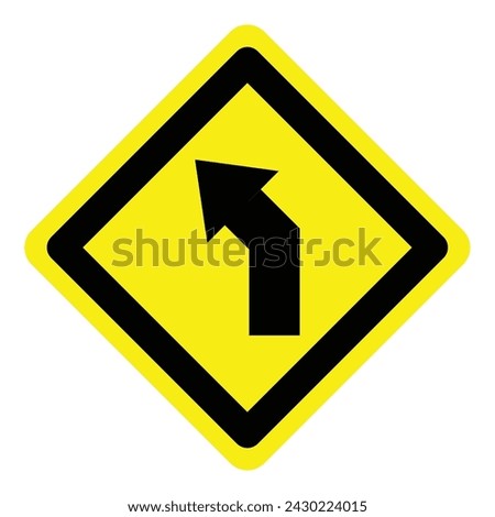 yellow curve turn left arrow road traffic warning caution sign direction icon. exclamation, hazard sign symbol logo design for web mobile isolated white background illustration