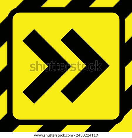 yellow stripe right sharp curve road traffic warning caution sign arrow direction icon. exclamation, hazard sign symbol logo design for web mobile isolated white background illustration.