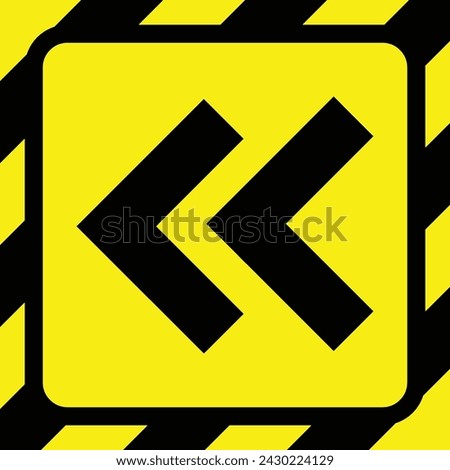 yellow left stripe sharp curve road traffic warning caution sign arrow direction icon. exclamation, hazard sign symbol logo design for web mobile isolated white background illustration.