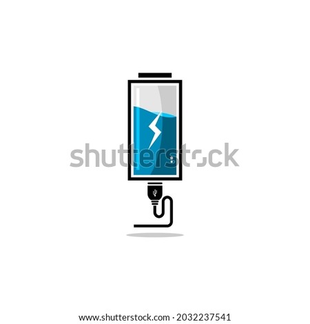 blue water and battery icon vector