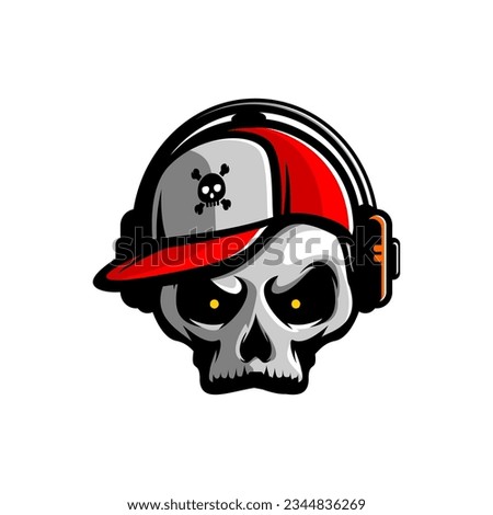 vector design of a human skull head wearing a hat