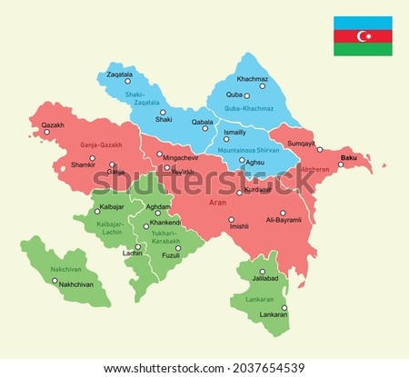 Azerbaijan regions map. Education vector illustration 