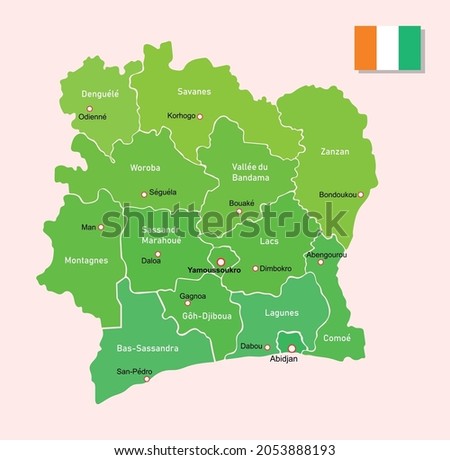 Vector image Ivory Coast (Côte d'Ivoire) regions map