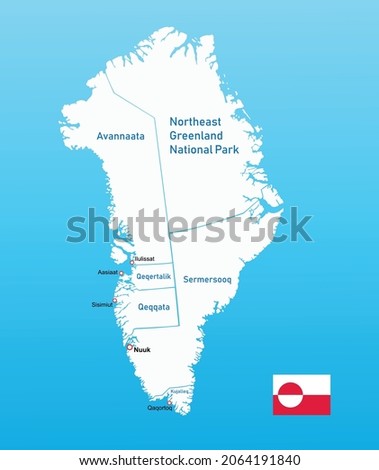 Greenland regions map. Vector illustration