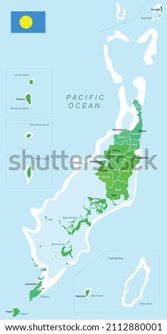 Republic of Palau map. Vector illustration