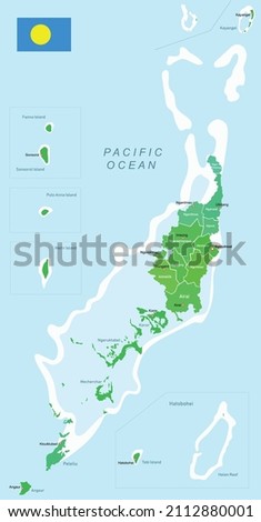 Vector illustration republic of Palau map 