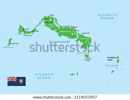 Turks and Caicos Islands map. Vector illustration