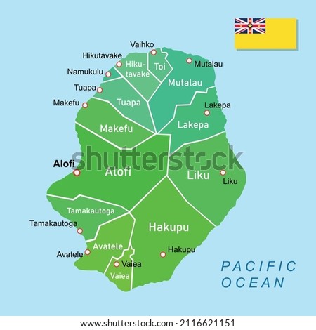 Niue regions map. Education vector illustration