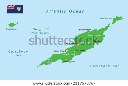 Vector illustration Anguilla regions map