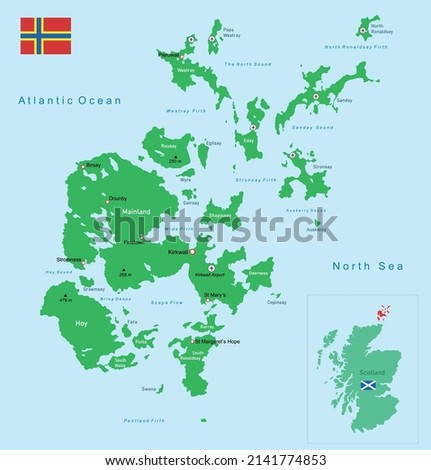 Vector illustration Orkney Islands (Scotland) map