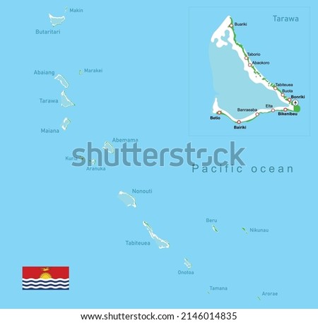 Vector illustration Gilbert Islands (Kiribati) map