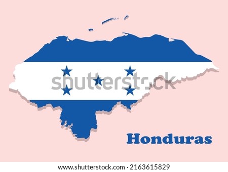 Vector illustration map with the national flag of Honduras