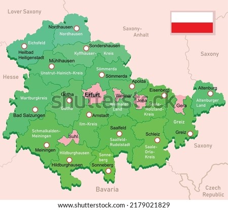 Vector illustration Thuringia map in Germany