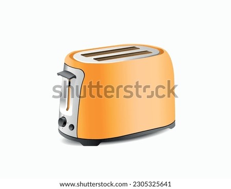 Vector 3d illustration orange toaster isolated on white background