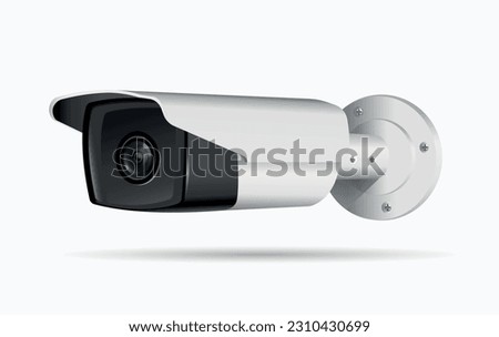Outdoor security camera isolated on white background. Vector 3d illustration
