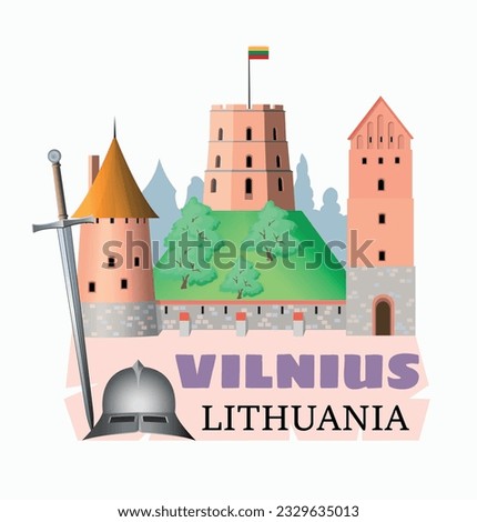 Vector illustration travel poster Vilnius (Lithuania)