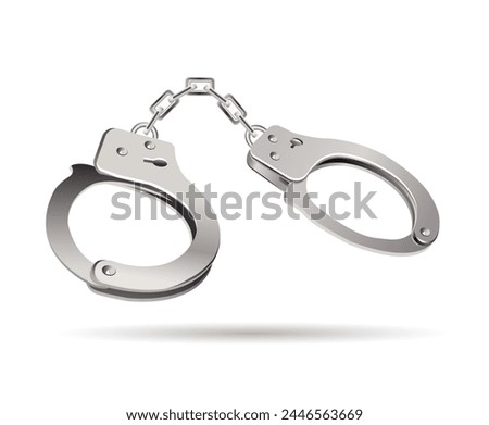 Police equipment. Handcuffs on a white background. Vector realistic 3d illustration