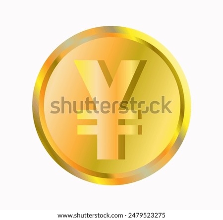 Currency of China. Yuan in golden circle on white background. Vector illustration