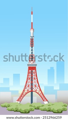 Modern TV Tower in Tokyo (Japan). Vector art illustration