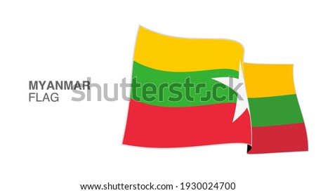 Myanmar Flag Waving Wind vectors