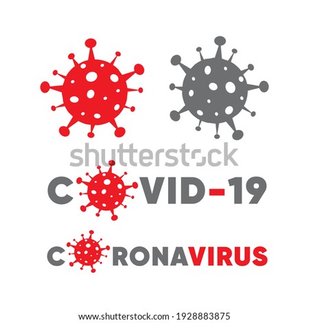 Coronavirus sign caution flat simple line icon design. Coronavirus vector Covid-19 Coronavirus concept on white background. Creative nCOV red gray signs Easy editable layered vector illustration logos