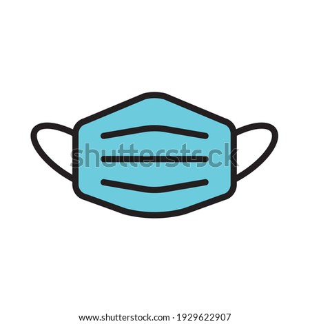 Mask covid-19 coronavirus quarantine campaign flat simple line icon. Medical-surgical mask. Protective mask for COVID 19 virus. Outline symbol for simple mask icon. Free editable vector illustrations.