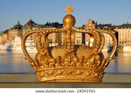 Royal crown on a Skeppsholmen bridge in Stockholm.