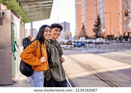Similar – Image, Stock Photo Waiting for the train Rain