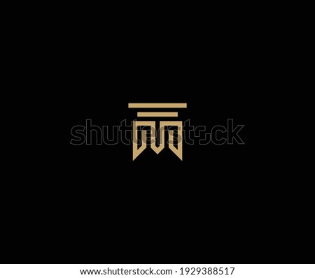 Vector logo on which an abstract image of the Greek column in the form of the letters M and T.