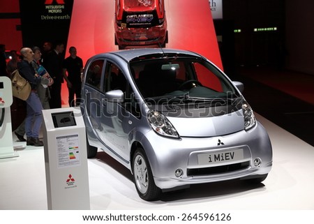 GENEVA, MARCH 3: Mitsubishi i-MiEV Electric Car on display at 85th international Geneva motor Show at Palexpo-Geneva on March 3, 2015 at Geneva, Switzerland.