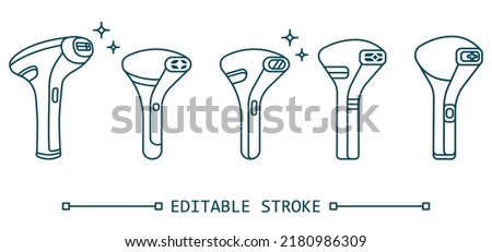 IPL Linear Set editable stroke vector icons. Laser Hair Removal Devices isolated thin line illustration. Laser Pulsed Light Depilator on white background.