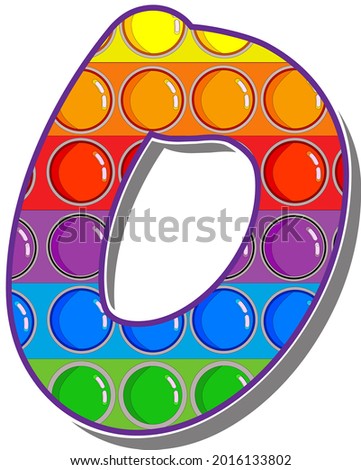 Letter O. Rainbow colored letters in the form of a popular children's game pop it. Bright letters on a white background.  Bright letters on a white background. 