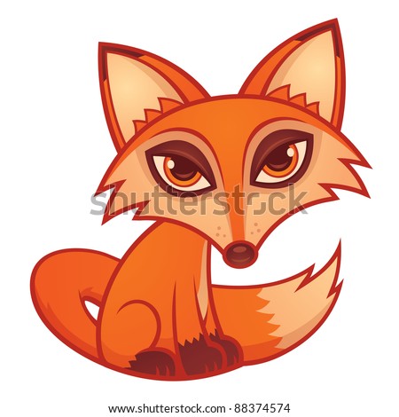 Vector Cartoon Illustration Of A Cute Little Red Fox. - 88374574 ...