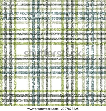 Scratched autumn checks. Abstract seamless pattern. For decoration or printing on fabric. Pattern fills. Simple graphic texture. checked texture.green stripe with white background.
