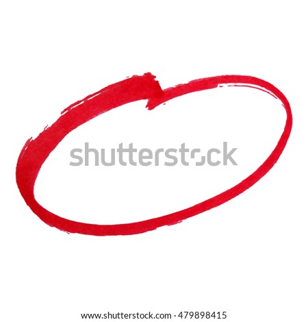 Red marker pen highlighter circle. Vector illustration