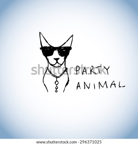 Party animal hand drawn vector sign (design element, symbol, icon )