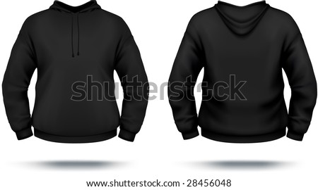 Black Hoodie Design Template (Front & Back). Vector, Contains Gradient ...