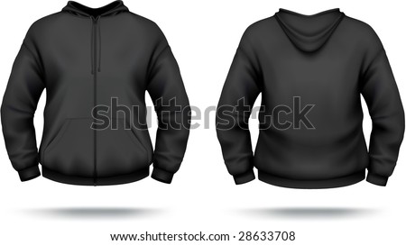 Black Zipper Hoodie With Front Pocket. Vector, Contains Gradient Mesh ...
