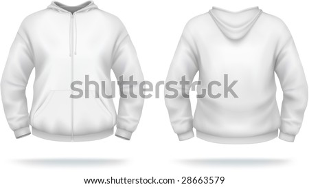 White Zipper Hoodie With Front Pocket. Vector, Contains Gradient Mesh ...