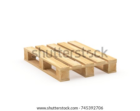 One wooden pallet isolated on a white background. 3D illustration Foto stock © 
