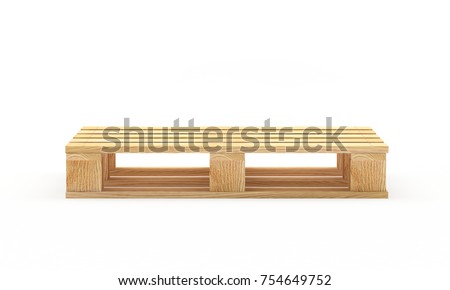 One empty wooden pallet isolated on white background. 3D illustration Stok fotoğraf © 