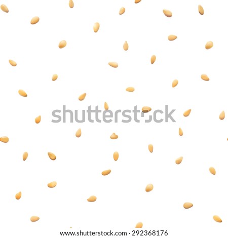 Sesame seeds isolated seamless vector pattern